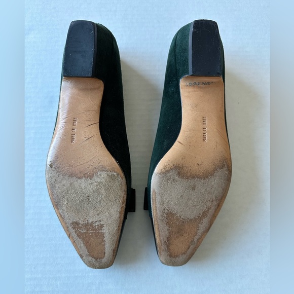 Classic Salvatore Ferragamo Dark Green Suede Bow Low Heel Pumps.Size 7 - Picture 6 of 10